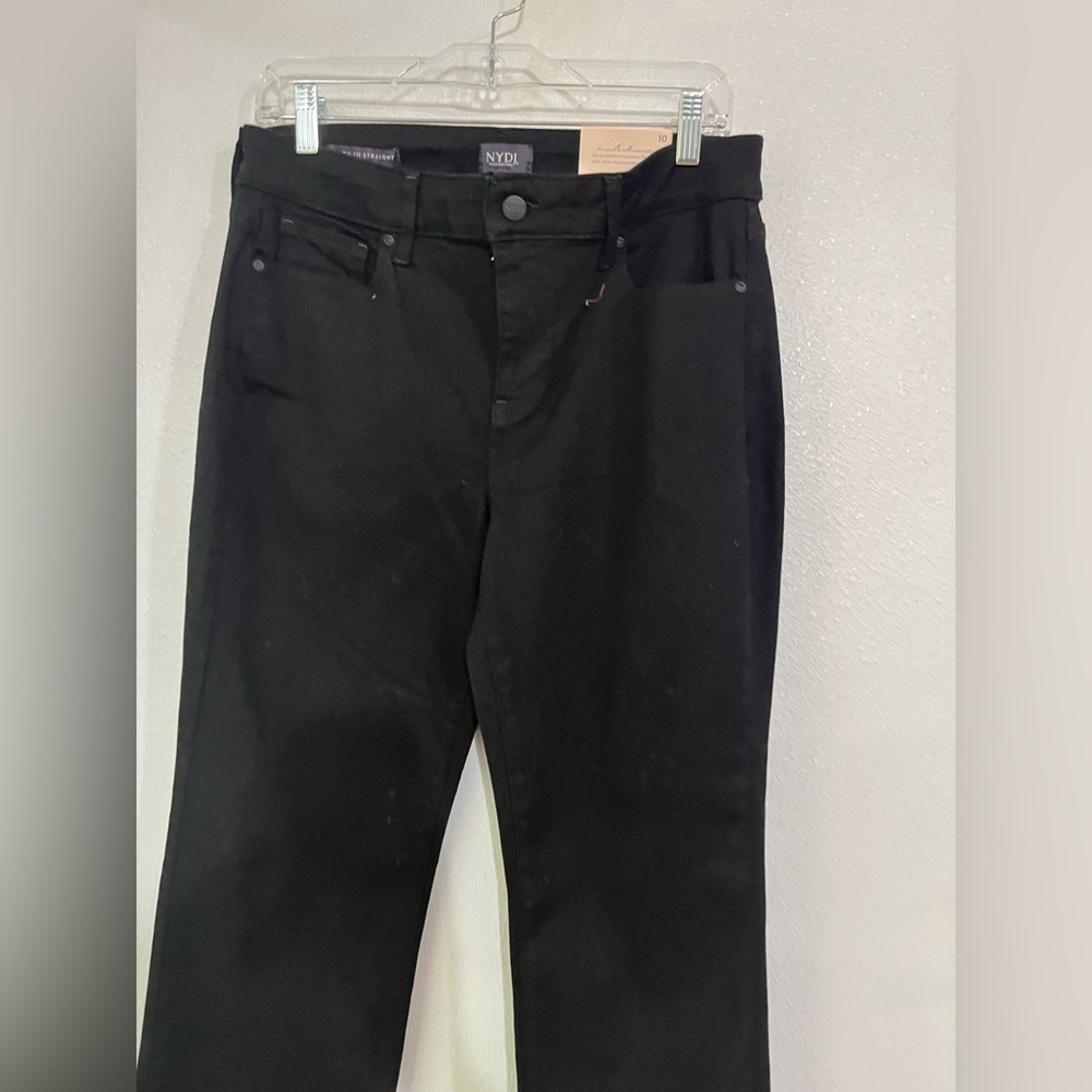 NYDJ Sz 10 Marilyn State, NWT Black Straight, Stretch, Pants Work Play career - Picture 2 of 6